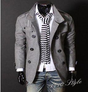 Nouvelle mode Men039S Style de luxe Slim Casual Doublebutton Jacket Mooter Man Overwear Sorwear Black Grey Taille M4XL Y0024419210