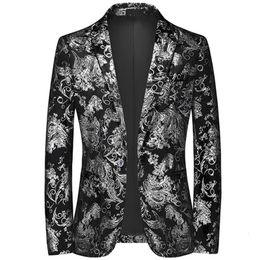 Nouvelle mode hommes loisirs Boutique affaires Bronze Design robe de soirée ensemble/hommes Slim Fit veste manteau 240326