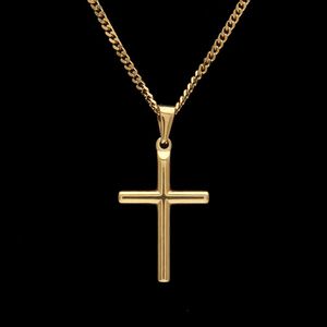 Nieuwe modeheren roestvrij staal Cross Hangketting Goudtrui ketting mode hiphop kettingen sieraden ketting goud