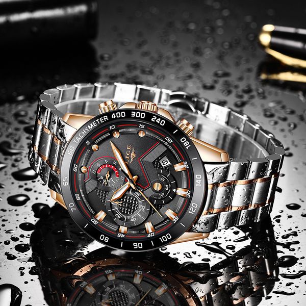 Montres étanches pour hommes, nouvelle mode, en acier inoxydable, marque de luxe, chronographe de sport, à Quartz, Relogio Masculino