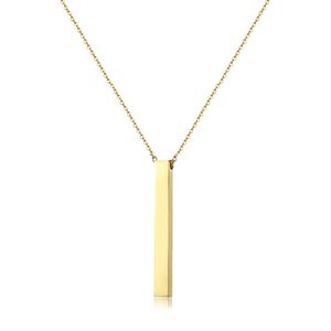 Nouvelle mode bijoux minimaliste en acier inoxydable mince chaîne rectangle Bar pendentif collier pour femme collez-vous au collier cadeau de la Saint-Valentin