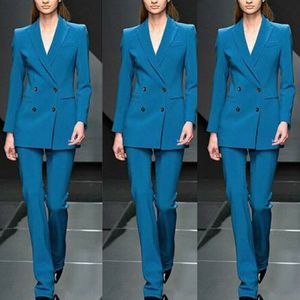 Costumes pour mère de la mariée, nouvelle mode, bleu, coupe cintrée, uniforme de travail, tenue de soirée formelle pour dames, pour mariage (veste + pantalon)