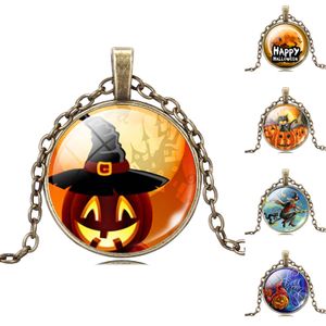Nieuwe Mode Ketting Sieraden Tijd Gem Alloy Chain Jack-O'-Lantern Witch Hanger Kettingen voor Damesman Halloween Ketting