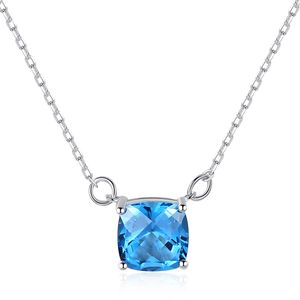 Nouveau collier de mode S925 argent bleu cristal pendentif collier Style coréen Simple exquis femmes collier chaîne de mariage bijoux de fête saint valentin cadeau SPC