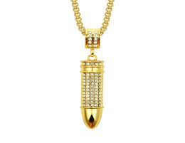 Nouveaux colliers de mode hip hop diamant tête de balle Collier pendentif clavicule chaîne collier en or er chaîne hommes hiphop glacé bijoux1167163