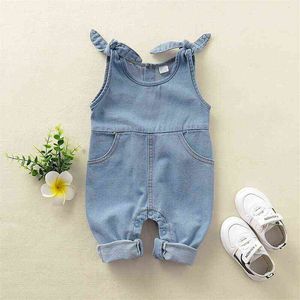 Nouvelle mode nouveau-né bébé garçon bébé fille vêtements Denim sans manches barboteuse combinaison tenue ensemble décontracté été global G220521