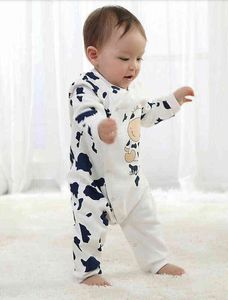 Nieuwe mode pasgeboren kinderen babyjongens meisjes schattige koe bodysuit lange mouw romper o-neck jumpsuit outfit eendelige0-24m g220517