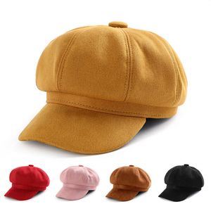 Nouvelle mode de Version coréenne Breda chapeau daim rétro loisirs peintre octogone chapeau