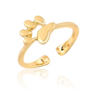 Nieuwe Mode Open Kat Dog Paw Print Ringen voor Vrouwen Meisjes Verstelbare Maat Dog Paw Vrouw Party Geschenken Dierlijke Ring EFR038