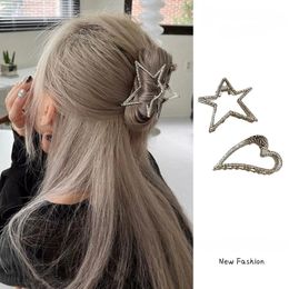 Nueva moda Pentagram Love High Ponytail Metal Hair Grip Clip Shark Clip Mujer Retro Hair Claw Accesorios elegantes para el cabello