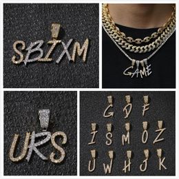 Neue Mode personalisierte 18K Gold Bling Diamant kursive A-Z Anfangsbuchstaben benutzerdefinierte Namen Anhänger Halskette DIY Brief Schmuck für Co296t