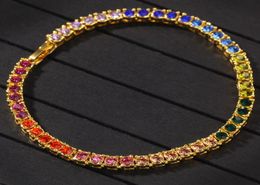 Nouvelle mode personnalisé Gold Bling Bling Colorful Diamond Tennis Chains Bracelets Mens Hiphop Bijoux pour hommes Femmes de Noël Cadeaux pour 7796057