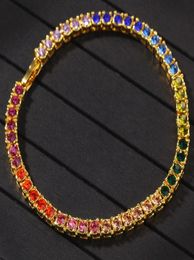 Nouvelle mode personnalisé Gold Bling Bling Colorful Diamond Tennis Chains Bracelets Mens Hiphop Bijoux pour hommes Femmes de Noël Cadeaux pour 1557220