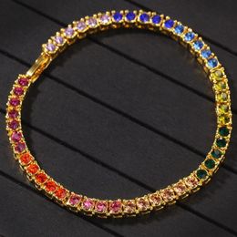 Nueva moda personalizada Gold Bling Colorful Diamond Tennis Chains Pulseras para hombre Joyería Hiphop para hombres Mujeres Regalos de Navidad for278T