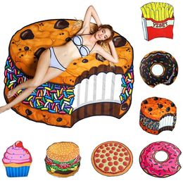 Nieuwe mode pizza donut strand handdoek outdoor picknick mat zachte deken decor reizen zomer camping strand handdoek DDA139