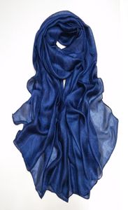 Nouvelle mode plaine bleu marine foulard en soie femmes 100 lin naturel doux Hijabs et châles Wrap Foulards musulman Snood 18090Cm Y2010074274707