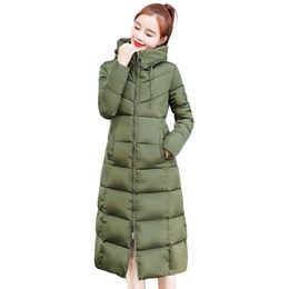Nouvelle mode grande taille solide mince femmes hiver manteau à capuche épais vers le bas Parka longue femme hiver vers le bas coton veste Outwear 2018
