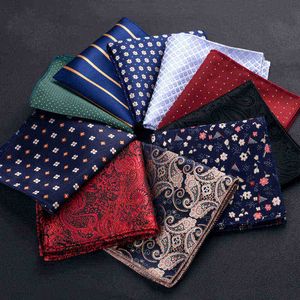 New Fashion Pocket Square Green Navy Colorful Handkerchief 2222Cm Silk Flowers Striped Paisley Hanky Suit Men business Wedding J220816