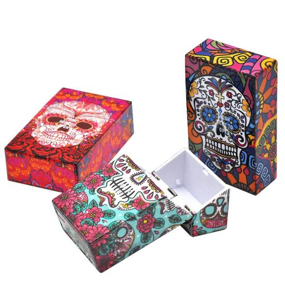 Nueva caja de cigarrillos portátil a la moda para almacenar cigarrillos, diseño de calavera elegante y de alta calidad para adultos 6714044