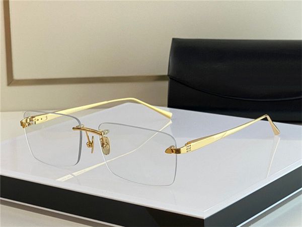 Nouvelle mode lunettes de prescription REGE cadre carré sans monture jambes claires lunettes optiques lentille transparente style d'affaires simple pour hommes avec étui