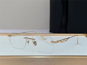 Nieuwe modebrillen op sterkte DE ULTIEME klassieke randloze vierkante vorm K gouden frame optische bril eenvoudige zakelijke stijl brillen met etui