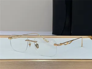 Nuevas gafas graduadas de moda LO ÚLTIMO Clásico sin montura forma cuadrada K marco dorado lente transparente gafas ópticas de estilo empresarial simple con estuche