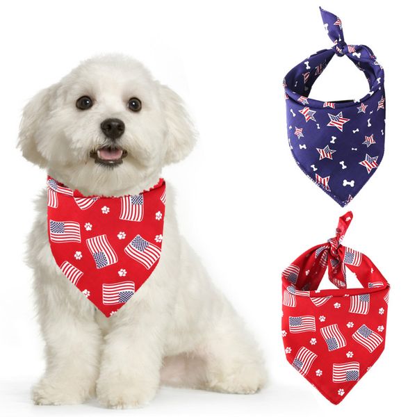 Serviette triangulaire pour chien et chat, imprimé à la mode, bavoir créatif avec drapeau américain, accessoires de décoration pour animaux de compagnie