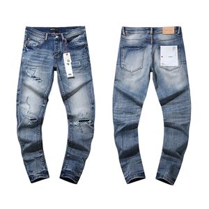 Nieuwe mode paarse jeans ins ontwerper heren jeans paarse merkbroeken splicing jeans gescheurd denim broek luxe hiphop verontrustte heren dames maat s-xl