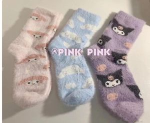 Nouvelle mode violet rose mélodie doux chaussettes nouvelles filles Kawaii cannelle rouleau doux en peluche chaussettes pour fille