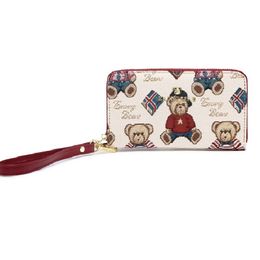 Nueva moda monedero estilo inglés lindo oso encantador largo embrague carteras con cremallera para mujeres damas niñas