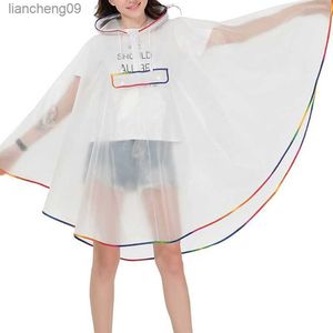 Nouvelle Mode Qualité Imperméable En Plastique Réutilisable EVA Femmes Cape De Pluie Imperméable Hommes Poncho À Capuche Pour Randonnée Équitation L230620