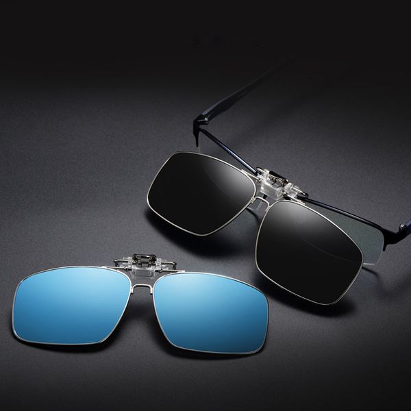 Clip clásico en gafas de sol polarizadas Hombres Mujeres Flip Up Designer Eyewear Marco de metal superior Visión nocturna Tonos de conducción Calidad para anteojos recetados