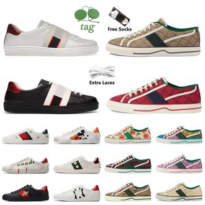 Designer Ace Sneakers Zapatos Mujeres Hombres Embroidered Bee Snake Tiger Tennis 1977 Off The Grid Canvas Green Red Web White Leather Screener Trainers