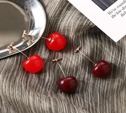 Nouvelle mode Rouge Cherry Fruit de boucles d'oreilles Simple FO Boucles d'oreilles Sweet Sweet Long Pendant Girl Gift Summer Korea Jewelry4258165
