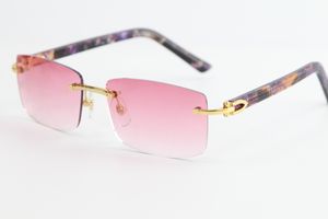 New Fashion Rimless Marble Purple plaid Plank Lunettes de soleil 8200757 Vintage Fashion High Quality Brand Lunettes de soleil homme et femme Lunettes