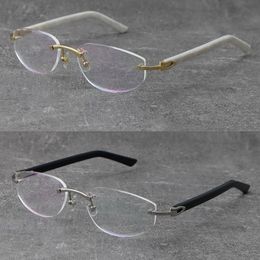 Nieuwe mode randloze zonnebril leesframes marmeren witte armen plank brillen 18k gouden frame presbyopische bril mannen myopic optische mannelijke en vrouwelijke grootte: 57