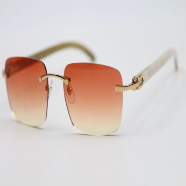 Nuevas gafas de sol de cuerno de búfalo blanco sin montura de moda populares para hombres y mujeres 8300816 montura de gafas naturales genuinas Size54-18-140mm2937