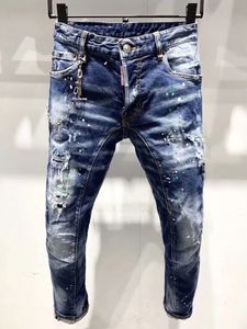 Nouveau mode déchiré style italien jeans hommes patchwork évider imprimé mendiant pantacourt homme cowboys demin pantalon mâle 201117