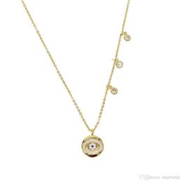 Nieuwe mode ronde ketting inlay hamsa LUCKY boze oog hangende ketting goud gevuld zirconia cz mode klassieke ogen sieraden2473