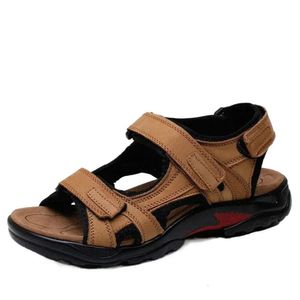 Nouvelle mode roxdia sandales respirantes sandales authentique en cuir d'été chaussures de plage de plage hommes pantoufles chaussures causales plus taille 39 6d9