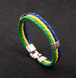 Nouvelle mode Russie Espagne France Brazil drapeau en cuir Bracelet Men039 Fan de football de haute qualité Couple de bijoux Gift Gif1825135