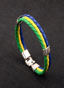 Nieuwe mode Rusland Spanje Frankrijk Brazilië Vlag Leather Team Bracelet Men039S Hoge kwaliteit voetbalfan paar Gift Sieraden Fan GIF1774476