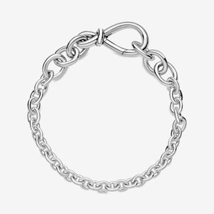 Nouveau Mode s925 Sterling Silver pan Charms Chunky Infinity Noeud Chaîne Bracelet Infinity Noeud Bracelet Pour Les Femmes DIY Cadeau Avec Boîte D'origine