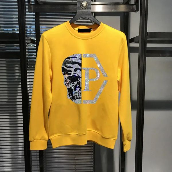 Nouveau mode crâne diamant hommes à capuche à manches longues strass concepteur sweat-shirt pour sweats à capuche décontractés crâne masculin, perceuse chaude Hip Hop pull à capuche