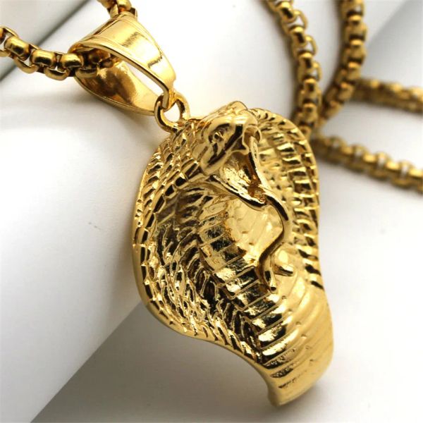 Collier avec pendentifs serpent Cobra pour femmes/hommes, Punk, couleur dorée, chaîne en or jaune 14k, bijoux tendance, cadeaux, nouvelle mode
