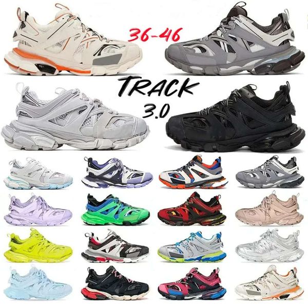 Nuevas zapatillas de deporte de moda Hombres Mujeres Zapatos de diseñador casual Track 3 3.0 Zapatillas de deporte triples blancas y negras Tess.s. Deportivas Trainer Gomma de piel con plataforma estampada de nailon