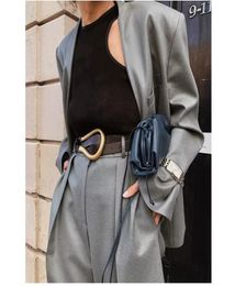 Nueva moda Cinturones de cuero de imitación suaves para mujer Hebilla de aleación grande Cinturones finos de doble capa Camisa Cinturón anudado Cinturones de cintura larga D070812811142