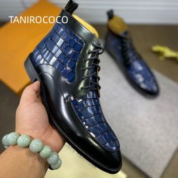 Nouvelle mode printemps et automne hommes en cuir senior hommes motif crocodile décontracté hommes véhicule à moteur chaussures hommes banquet bottes chaussures de travail bottes de mariage 45