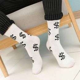 Nieuwe Mode Lente Herfst Mannen Sokken Dollarsymbool Gedrukt Comfortabel Ademend Absorberen Zweet Antislip Man Midden Lange Sock2969