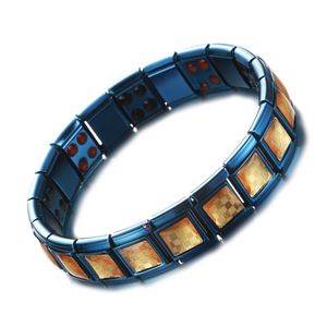 Nouvelle mode en acier inoxydable Bleu feuille d'or conception d'énergie Bracelet magnétique germanium pour hommes